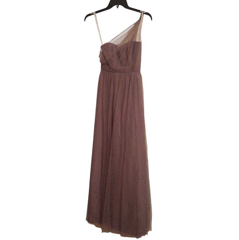 Like New Alfred Angelo Gray One Shoulder Gown Size 0